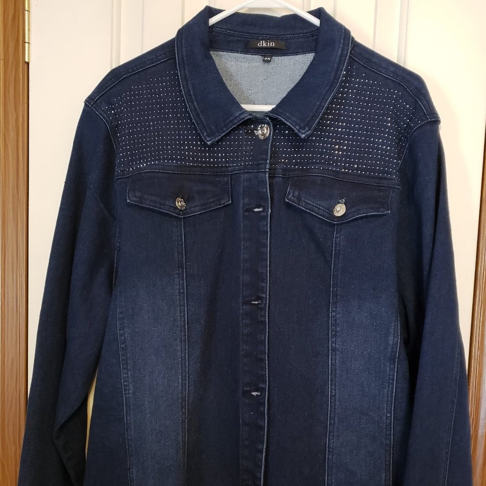 Denim Stretch Embelished Jacket  -  3XL